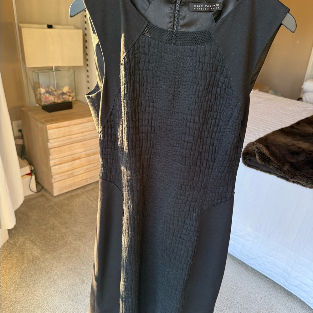 Elie Tahari Black Textured sheath Dress